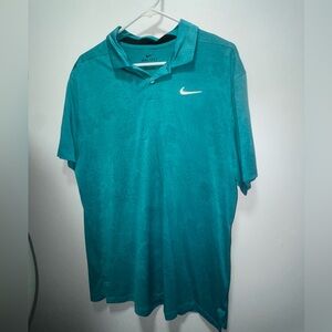 Nike Dri-Fit Aqua teal  Golf Polo floral  Men’s Large